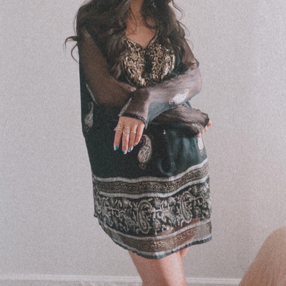 I'd Like a Glass - Boho Vintage Paisley Dress - Picture 8 of 10